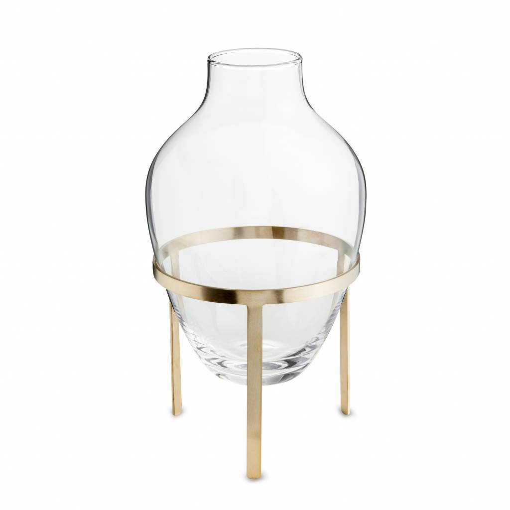 Glass & Matt Brass Stand Vase Pantoufle