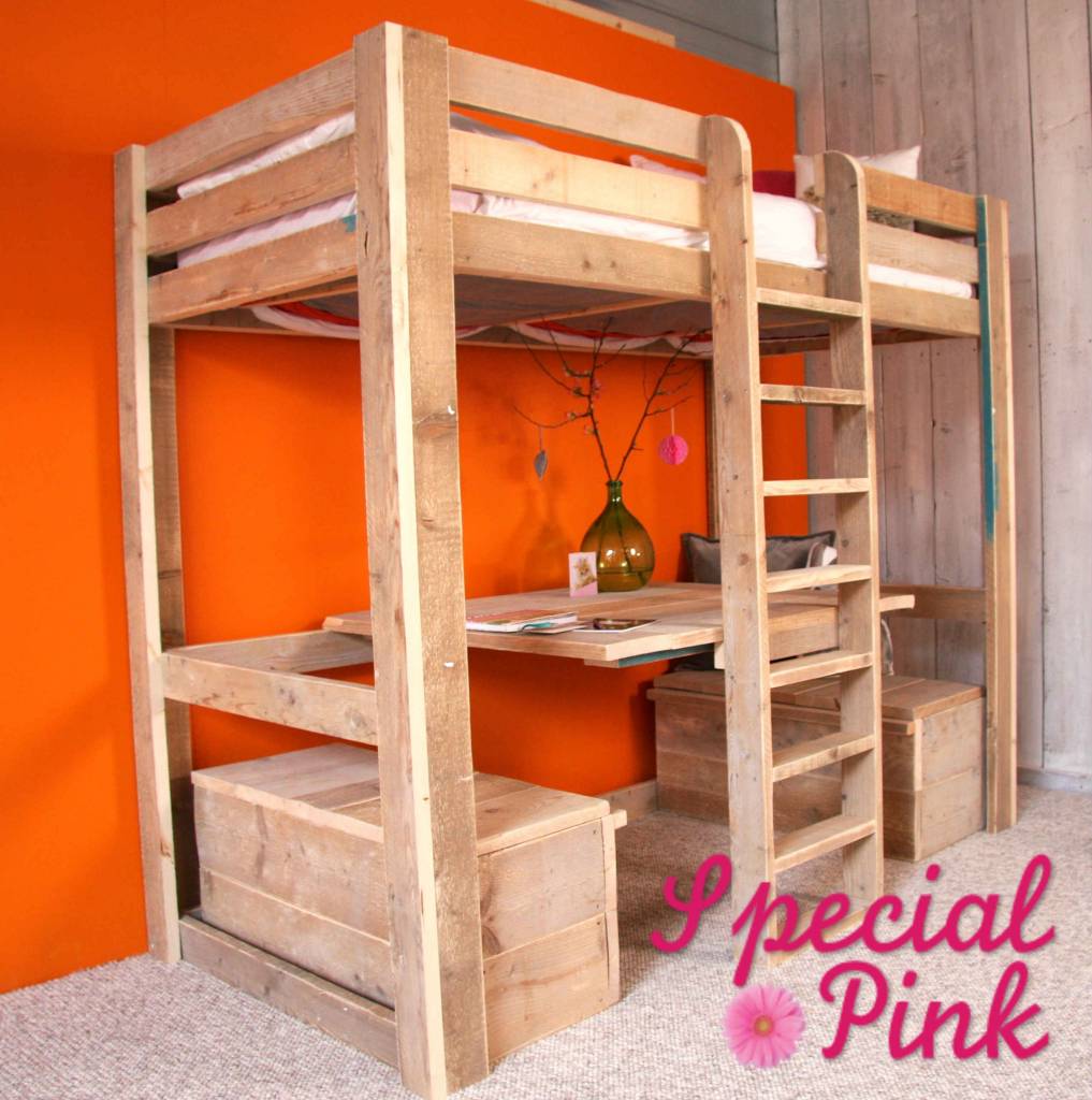Kinderbedden van steigerhout, te koop bij special pink! special pink