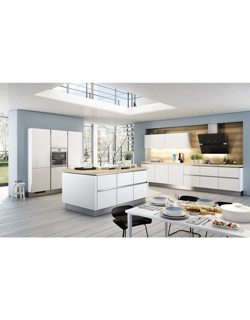 Eiland keuken hoogglans greeploos wit bm2u