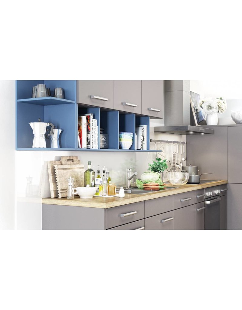 Keuken grijs en blauw bm2u