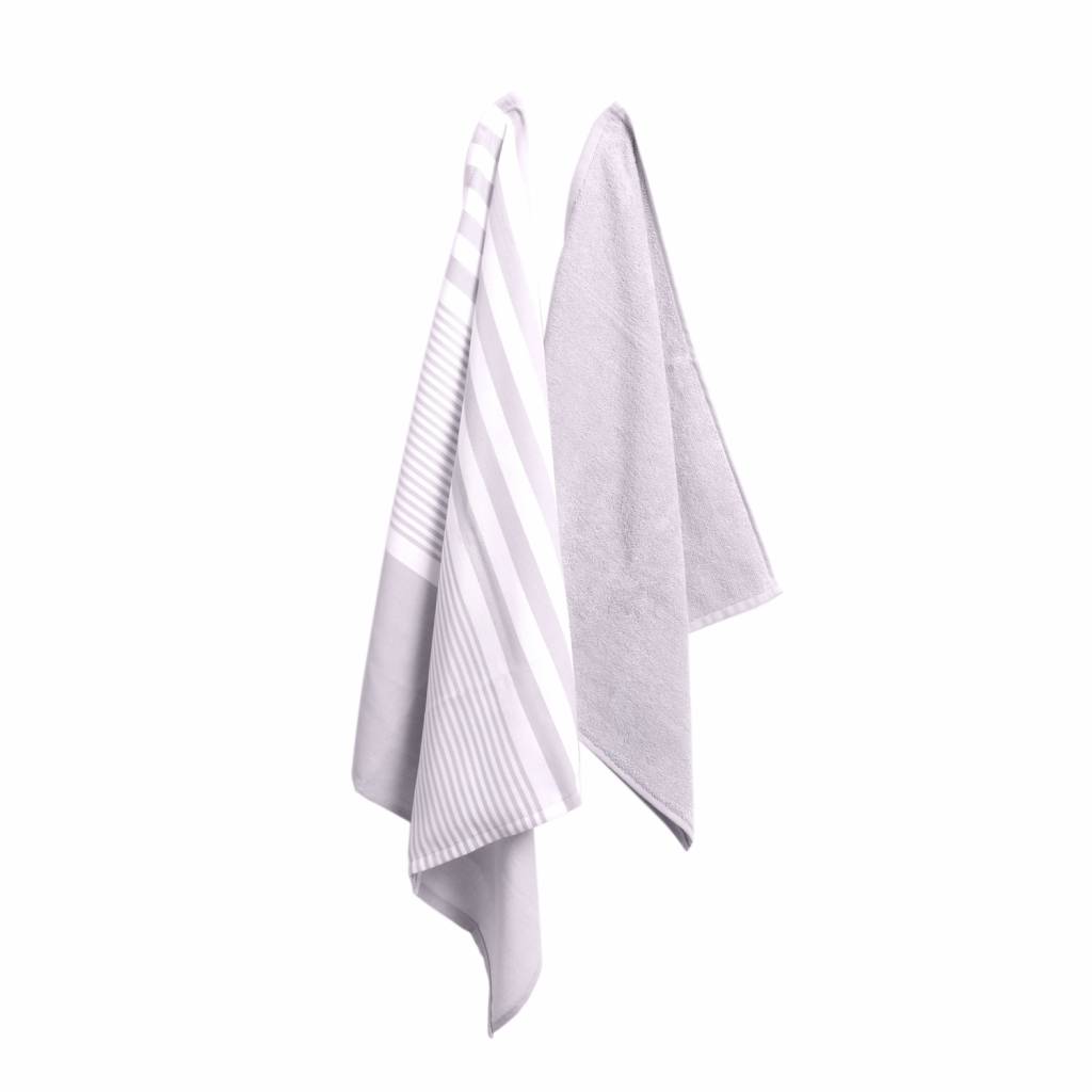 Theedoek streep 65x65 cm grijs set 2 sierkussenconcurrent