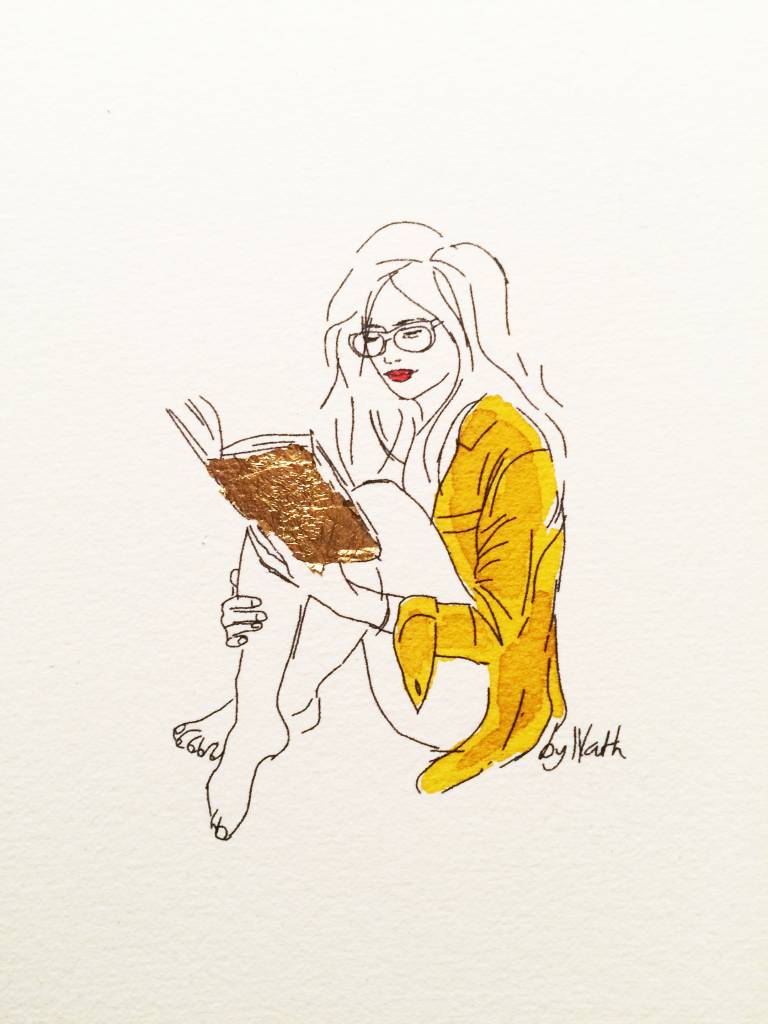 ART PRINT WITH BOOK GOLD