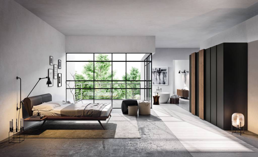 Hülsta madera schlafzimmer 7 türig in lack anthrazit und nussbaum ...