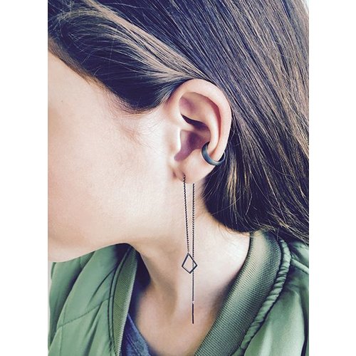 Dutch Basics Oxidized Silver Drop Chain Earring Dutch Basics Oxidized Silver Drop Chain Earring