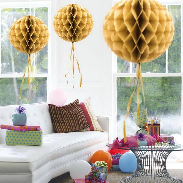 Honeycomb decoraties goudkleurig