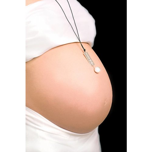Proud MaMa Babybel zilver met zwart lederen koord + proud mama Proud MaMa Babybel zilver met zwart lederen koord + proud mama