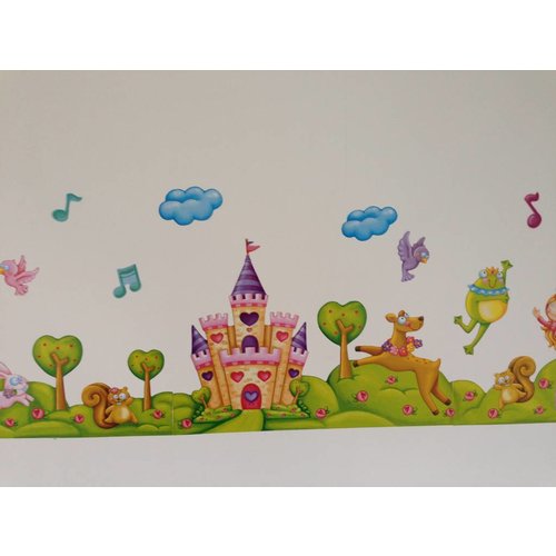 Muurstickerband Prinses en het kasteel voor kinderkamer Muurstickerband Prinses en het kasteel voor kinderkamer