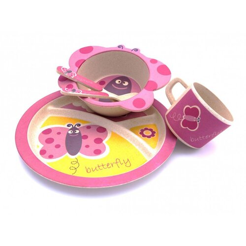 Pure Kids Bamboe Kinderservies Butterfly. 100% Biologisch afbreekbaar Pure Kids Bamboe Kinderservies Butterfly. 100% Biologisch afbreekbaar