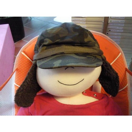 Kinderpet legerlook warm gewatteerd Kinderpet legerlook warm gewatteerd