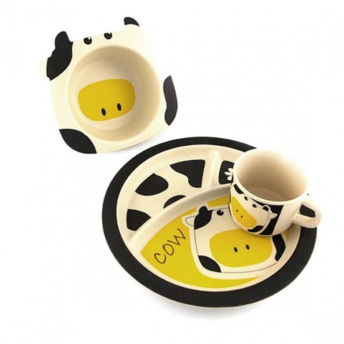 Pure Kids Bamboe Kinderservies Cow. 100% Biologisch afbreekbaar Pure Kids Bamboe Kinderservies Cow. 100% Biologisch afbreekbaar