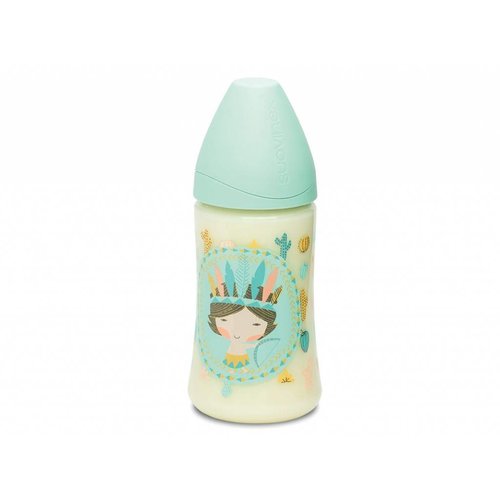 Suavinex Babyfles 270 ml Blue Indian Phisio Suavinex Babyfles 270 ml Blue Indian Phisio
