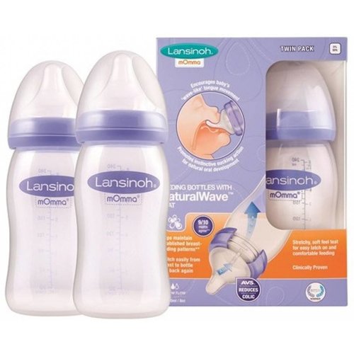 Lansinoh 2 x Natural wave fles mOmma - 240 ml Lansinoh 2 x Natural wave fles mOmma - 240 ml