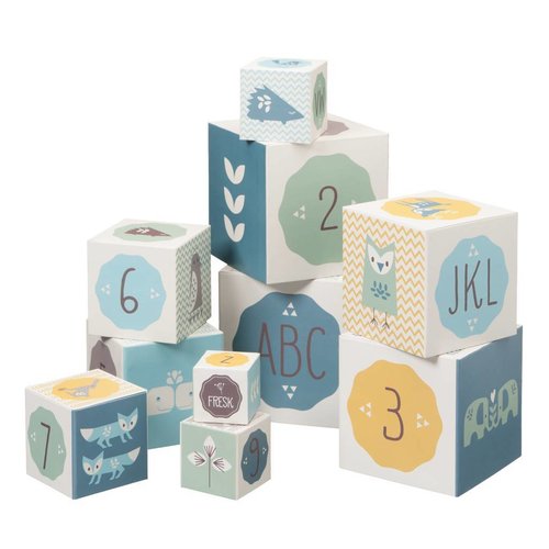 Fresk 10 stuks blokken - Blokkendoos Blauw Fresk 10 stuks blokken - Blokkendoos Blauw