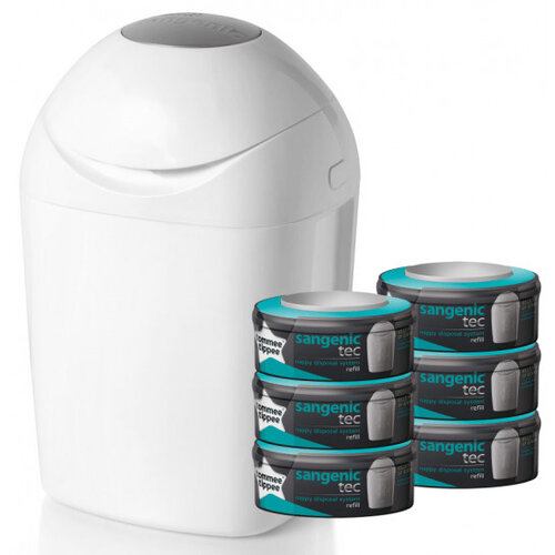 Sangenic Tec tub Starterspack White luieremmer met 6 casettes Sangenic Tec tub Starterspack White luieremmer met 6 casettes