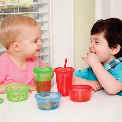 Nûby 4 snack cups bewaarbakjes met deksels - 120 ml Nûby 4 snack cups bewaarbakjes met deksels - 120 ml