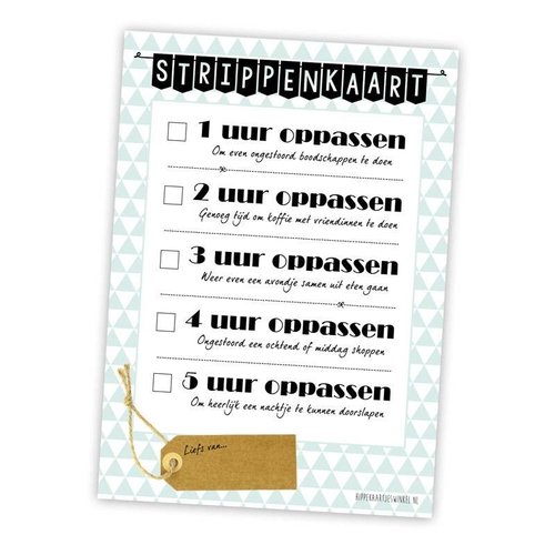 Hippe Kaartjes Grote Oppas strippenkaart A5 Hippe Kaartjes Grote Oppas strippenkaart A5