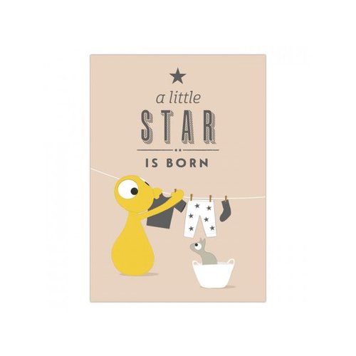 Olli+Jeujeu Ansichtkaart Wenskaart - A star is Born Olli+Jeujeu Ansichtkaart Wenskaart - A star is Born
