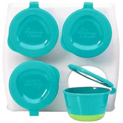 Tommee Tippee Explora 4 diepvriezer potjes met deksel en plop bodem Turquoise Tommee Tippee Explora 4 diepvriezer potjes met deksel en plop bodem Turquoise