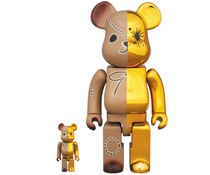 400% & 100% Bearbrick set - Gold & Brown by Mihara Yasuhiro 400% & 100% Bearbrick set - Gold & Brown by Mihara Yasuhiro
