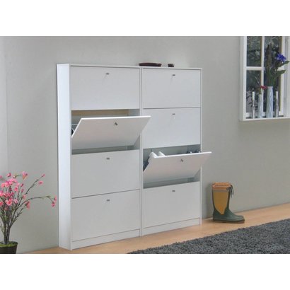 Tvilum Schoenenkast wit mat (set van 2 stuks) 150x148x17 cm Escape