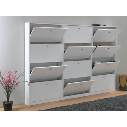 Tvilum Set van 3 schoenenkasten wit mat Escape 225x148x17 cm