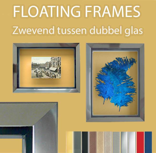 Floating lijsten - Inlijsten tussen 2 glasplaten