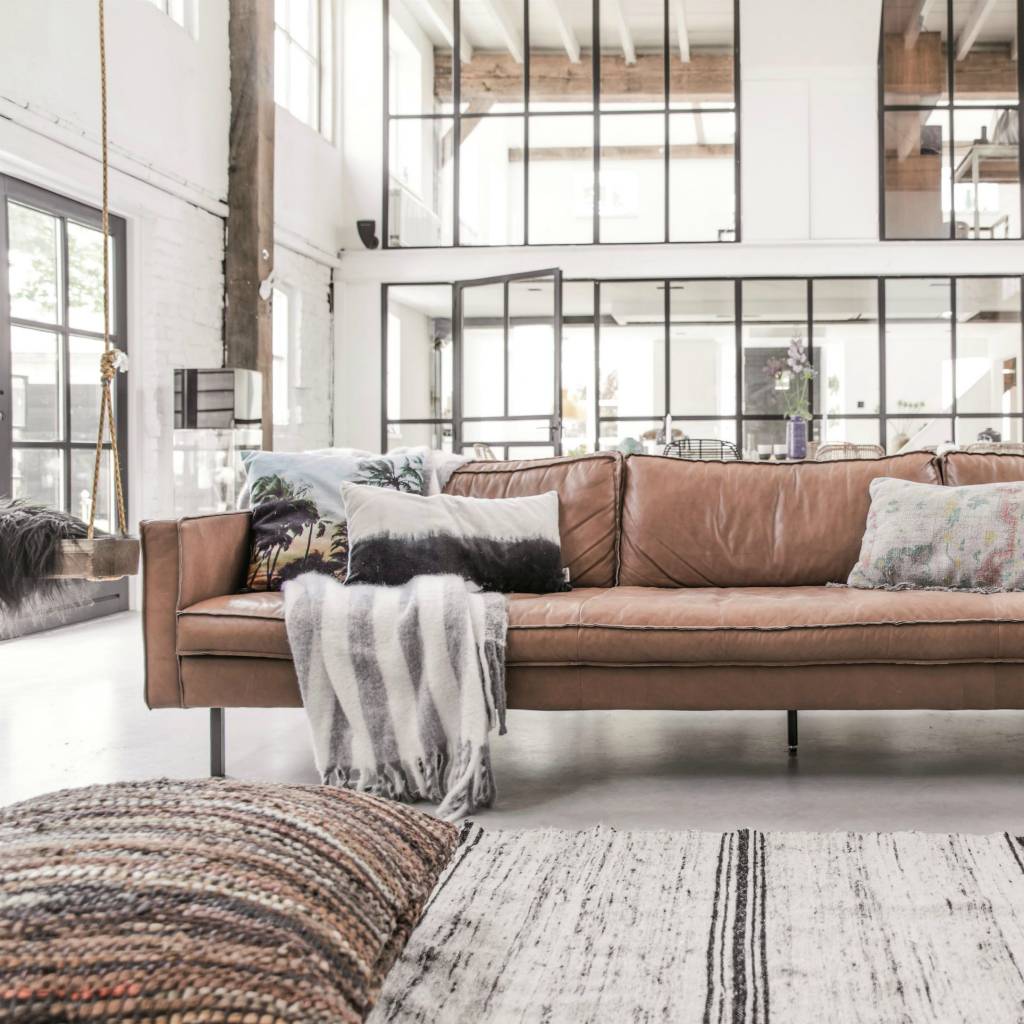 HKliving Vloerkleed zijde gerecycled zwart wit 120x180cm wonenmetlef.nl