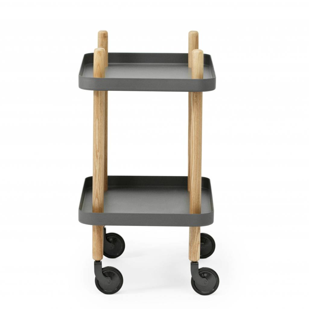 Normann Copenhagen Bijzettafel Block donker grijs staal hout 35x64x50cm