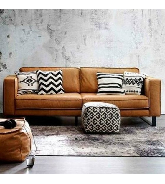 I- Sofa Bank 2 5 zits Harley cognac bruin leer 184x96x82cm 