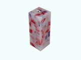 Mozaïek Kaars Vierkant Rood-Paars-Kobalt blauw 6x6x16 cm