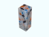 Mozaïek Kaars Vierkant Donker Blauw-Felblauw-Oranje 6x6x16 cm