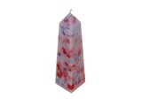 Mozaïek Kaars Obelisk Rood-Paars-Kobalt blauw 6,8x6,8x25 cm