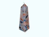 Mozaïek Kaars Obelisk Donkerblauw-Felblauw-Oranje 6,8x6,8x25 cm