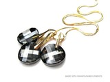 Set Zilveren Gouden Oorringen en Ketting met Swarovski Elements Twist "Silver Night"