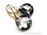 Zilveren Gouden Oorringen met Swarovski Elements Twist "Silver Night"