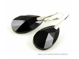 Silber Ohrringe mit Swarovski Elements Pear-Shaped "Jet"