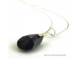 Zilveren Ketting met Swarovski Elements Pear-Shaped "Jet"