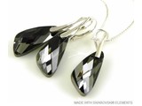 Bijou Gio Design™ Set Silber Ohrringe und Halskette mit Swarovski Elements Wing "Silver Night"
