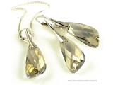 Bijou Gio Design™ Set Silver Earrings and Necklace with Swarovski Elements Wing "Silver Shade"