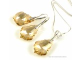 Bijou Gio Design™ Set Silber Ohrringe und Halskette mit Swarovski Elements Baroque "Golden Shadow"