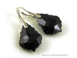 Zilveren Oorringen met Swarovski Elements Baroque "Jet"