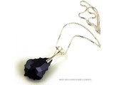 Silber Halskette mit Swarovski Elements Baroque "Jet"