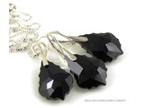 Bijou Gio Design™ Set Silber Ohrringe und Halskette mit Swarovski Elements Baroque "Jet"