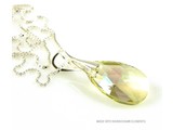 Silver Necklace with Swarovski Elements Pear-Shaped "Luminous Green"
