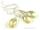 Bijou Gio Design™ Set Silver Earrings and Necklace with Swarovski Elements Pear-Shaped "Luminous Green"