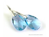 Silber Ohrringe mit Swarovski Elements Pear-Shaped "Aquamarine"