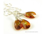 Bijou Gio Design™ Set Silber Ohrringe und Halskette mit Swarovski Elements Pear-Shaped "Cooper Crystallized"
