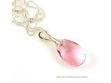 Silver Necklace with Swarovski Elements Pear-Shaped "Light Rose"