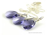 Bijou Gio Design™ Set Silber Ohrringe und Halskette mit Swarovski Elements Pear-Shaped "Tanzanite"