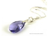 Silver Necklace with Swarovski Elements Pear-Shaped "Tanzanite"